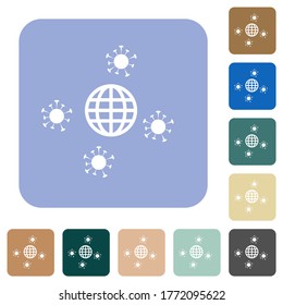 Pandemic white flat icons on color rounded square backgrounds
