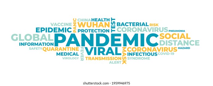 PANDEMIC word cloud isolated. Vector illustration.