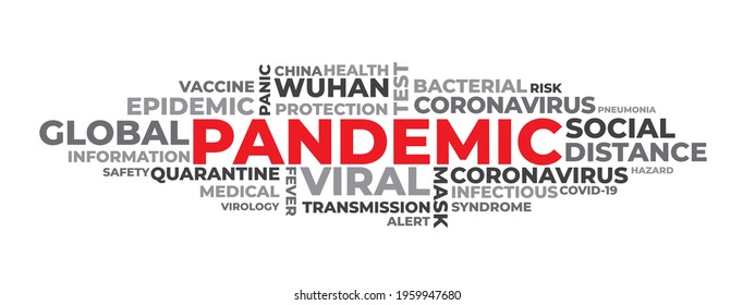 PANDEMIC word cloud isolated. Vector illustration.