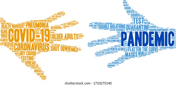Pandemic word cloud on a white background. 