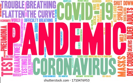 Pandemic word cloud on a white background. 