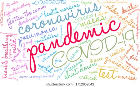 Pandemic word cloud on a white background. 