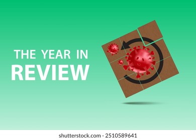 Pandemic year in review concept. Economic recovery after coronavirus pandemic. vector illustration