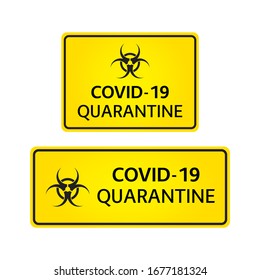 Pandemic yellow warning signs, covid-19, 2019-nCoV, coronavirus quarantine symbol isolated on white background, vector illustration