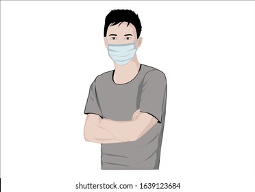 pandemic.corona.man with mask hand drawn vectorCorona Virus 2020 infographic vector
Coronavirus and Air pollution pm2.5 concept.Chinese boy wearing mask for protect pm2.5 and show stop hands gesture f