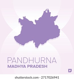 Pandhurna District Map, Madhya Pradesh, Indien - Bearbeitbare Vektorgrafik.