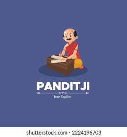 Pandit ji vector mascot logo template.