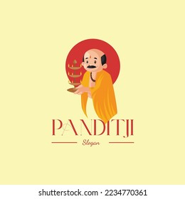 Pandit ji vector mascot logo template.