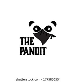 the pandit logo, vintage, retro, rustic bandit panda vector