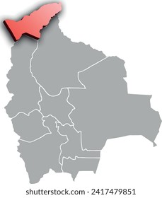 PANDO DEPARTMENT MAP PROVINCE OF BOLIVIA 3D ISOMETRIC MAP