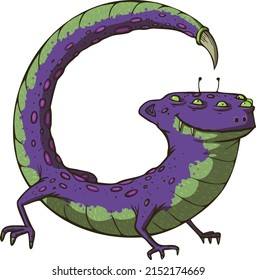 Pandora's fantasy alphabet with creature and monsters. Letter "G".