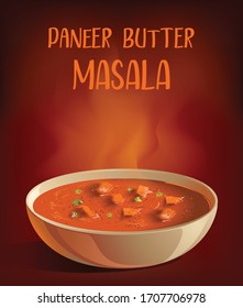 Paneer Butter Masala Recipe Vector Art Work