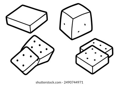 Paneer Line Art Hand Drawing Indian Cheese Artwork Design