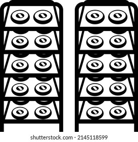 Paneer Storage Shelves vector icon design, Caseiculture symbol, Cheesemaking Production Factory Sign, dairy products and food preservation process stock illustration, Cheese Warehouse Concept,