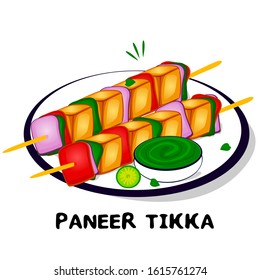 Paneer Tikka Indian Punjabi Food Vector