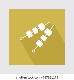 Paneer Tikka Kebab flat icon with long shadow