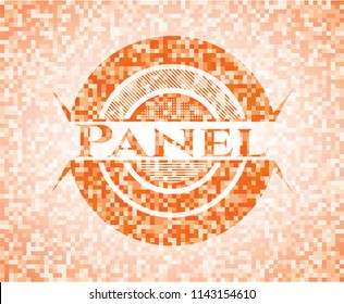 Panel abstract orange mosaic emblem with background