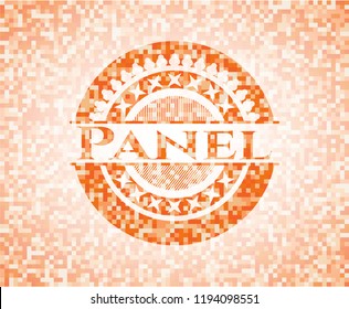 Panel abstract orange mosaic emblem with background