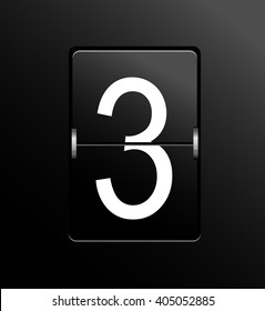 Panel, analog, mechanic looking, retro number on black background. Vector art.