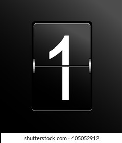 Panel, analog, mechanic looking, retro number on black background. Vector art.