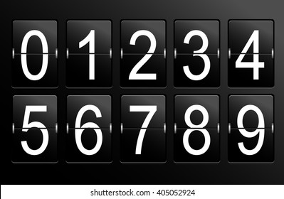 Panel, analog, mechanic looking, retro number on black background. Vector art.