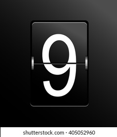 Panel, analog, mechanic looking, retro number on black background. Vector art.