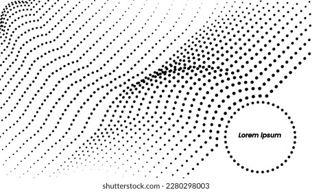 Panel of black dotted lines arrange in a manner to give rise popped circle or a spherical, vector illustration for presentations, posters, banners, trifolds, flyers