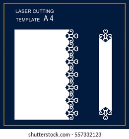 Panel and border A4 with lace pattern for laser cutting. The pattern of the stencil in the Eastern, Islamic, Muslim, Asian, Indian style. Abstract ornament for cutting the paper. Plotter cutting.