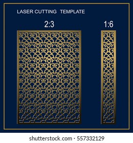 Panel and border with lace pattern for laser cutting. The pattern of the stencil in the Eastern, Islamic, Muslim, Asian, Indian style. Abstract patterns for cutting the paper. Plotter cutting.