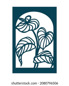 Panel with a bouquet of anthurium flowers. File for decorative lattices, covers, postcards.