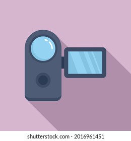 Panel camera icon flat vector. Video camcorder. Record videography