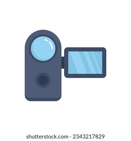 Panel camera icon flat vector. Video camcorder. Record videography isolated