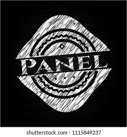 Panel chalk emblem written on a blackboard