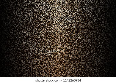 Panel with circles, dots, points of different shades of Golden color. Halftone effect. Digital gradient. Luxury background. Texture of gold metal. Vector illustration