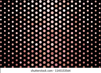 Panel with circles, dots, points of different shades of Golden color. Halftone effect. Digital gradient. Luxury background. Texture of gold metal. Vector illustration