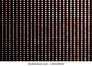Panel with circles, dots, points of different shades of Golden color. Halftone effect. Digital gradient. Luxury background. Texture of gold metal. Vector illustration