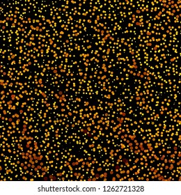 Panel with circles, dots, points of different shades of Golden color. Halftone effect. Digital gradient. Luxury background. Texture of gold metal.