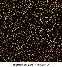 Panel with circles, dots, points of different shades of Golden color. Halftone effect. Digital gradient. Luxury background. Texture of gold metal.