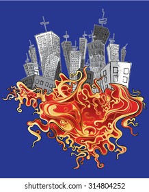 panel city organic fire element background vector illustration