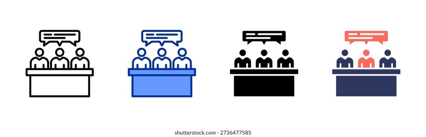 Panel Discussion icon set multiple style collection