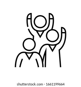 Icono de línea de discusión de panel, signo de concepto, ilustración de vector de esquema, símbolo lineal.