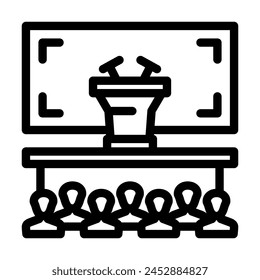 Vector de línea de discusión de panel. símbolo de discusión de panel. símbolo de contorno aislado ilustración negra