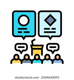 panel discussion virtual conference color icon vector. panel discussion virtual conference sign. isolated symbol illustration