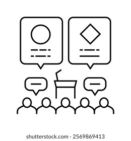 panel discussion virtual conference line icon vector. panel discussion virtual conference sign. isolated contour symbol black illustration