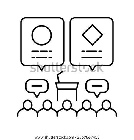 panel discussion virtual conference line icon vector. panel discussion virtual conference sign. isolated contour symbol black illustration