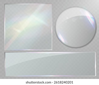 Panel and frame glass UI elements, glass panel template, realistic glass effect, modern UI design, transparent interface, futuristic glass layout.