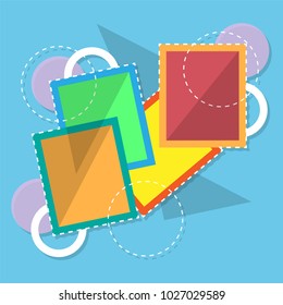 A panel of geometric shapes and dotted lines. Wallpaper, background, template. Vector illustration