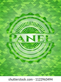 Panel green emblem. Mosaic background