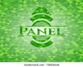 Panel green emblem. Mosaic background