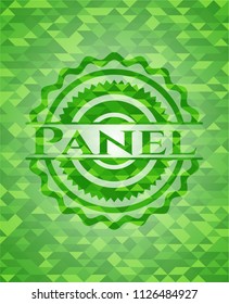 Panel green emblem with triangle mosaic background